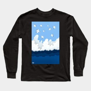 Birds and the Stormy Ocean Long Sleeve T-Shirt